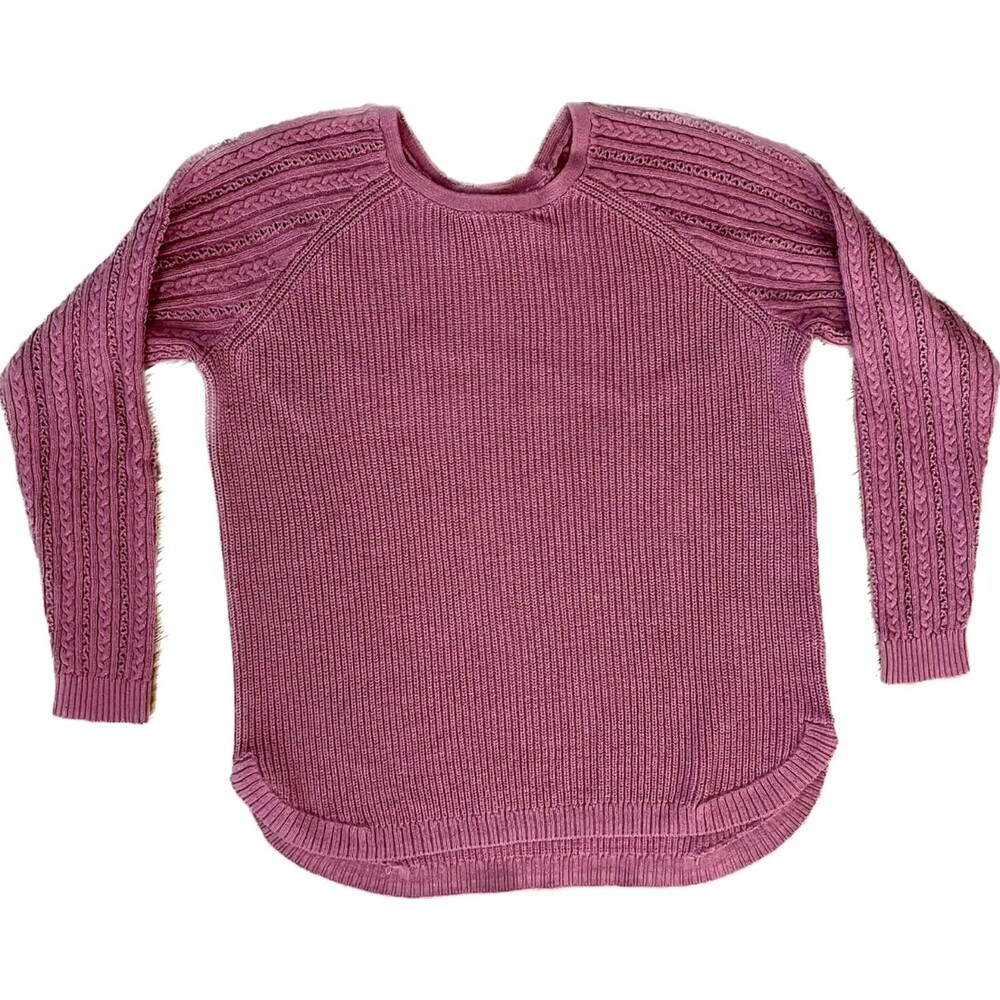Sonoma | Mauve Crew Neck Cable Knit Sleeve Sweater | Large